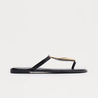 Billini Hardware Faux Leather Flip Flops - Black