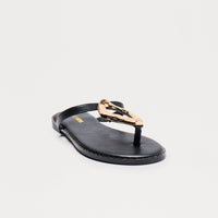Billini Hardware Faux Leather Flip Flops - Black