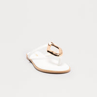 Billini Hardware Faux Leather Flip Flops - White