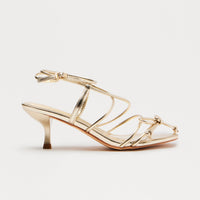Bexie Bow Ankle Strap Heels - Gold