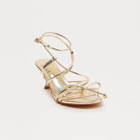 Bexie Bow Ankle Strap Heels - Gold