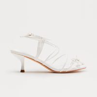 Bexie Bow Ankle Strap Heels - White