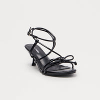 Bexie Bow Ankle Strap Heels - Black