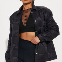Snow Blanket Quilted Puffer Jacket - Black