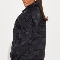 Snow Blanket Quilted Puffer Jacket - Black