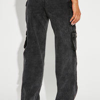 Tall Mad For You Cargo Jeans - Acid Wash Black