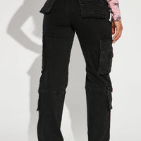 Tall Mulholland Drive 90's Cargo Straight Leg Jeans - Black Wash