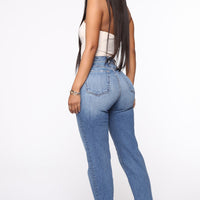 Killing 'Em Softly Side Split Jean - Medium Blue Wash