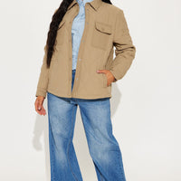 Abby Quilted Shirt Jacket - Tan