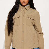 Abby Quilted Shirt Jacket - Tan
