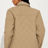 Abby Quilted Shirt Jacket - Tan