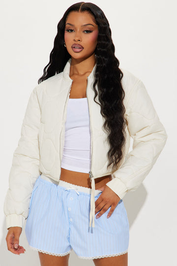 Up In The Lifts Lightweight Quilted Jacket - Cream