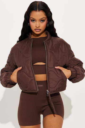 Up In The Lifts Lightweight Quilted Jacket - Chocolate
