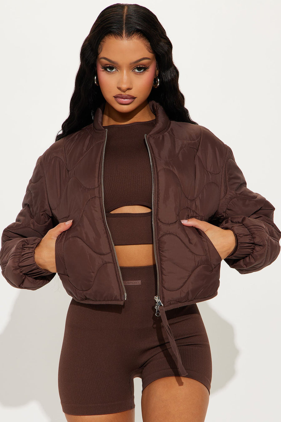 Up In The Lifts Lightweight Quilted Jacket - Chocolate
