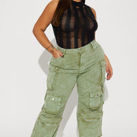 Billie Low Slung Cargo Jeans - Green