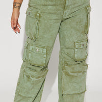 Billie Low Slung Cargo Jeans - Green