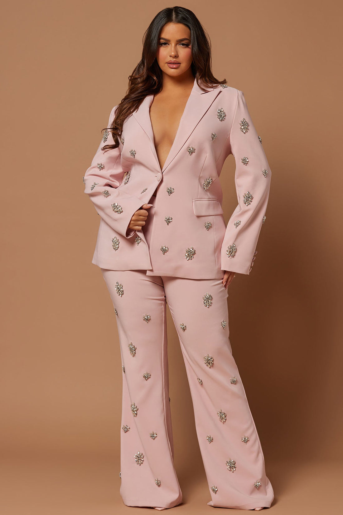 Verona Embellished Single Breasted Jacket - Rose