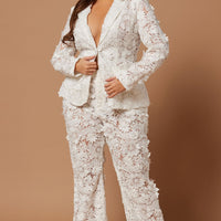 Denise Embroidered Blazer - White