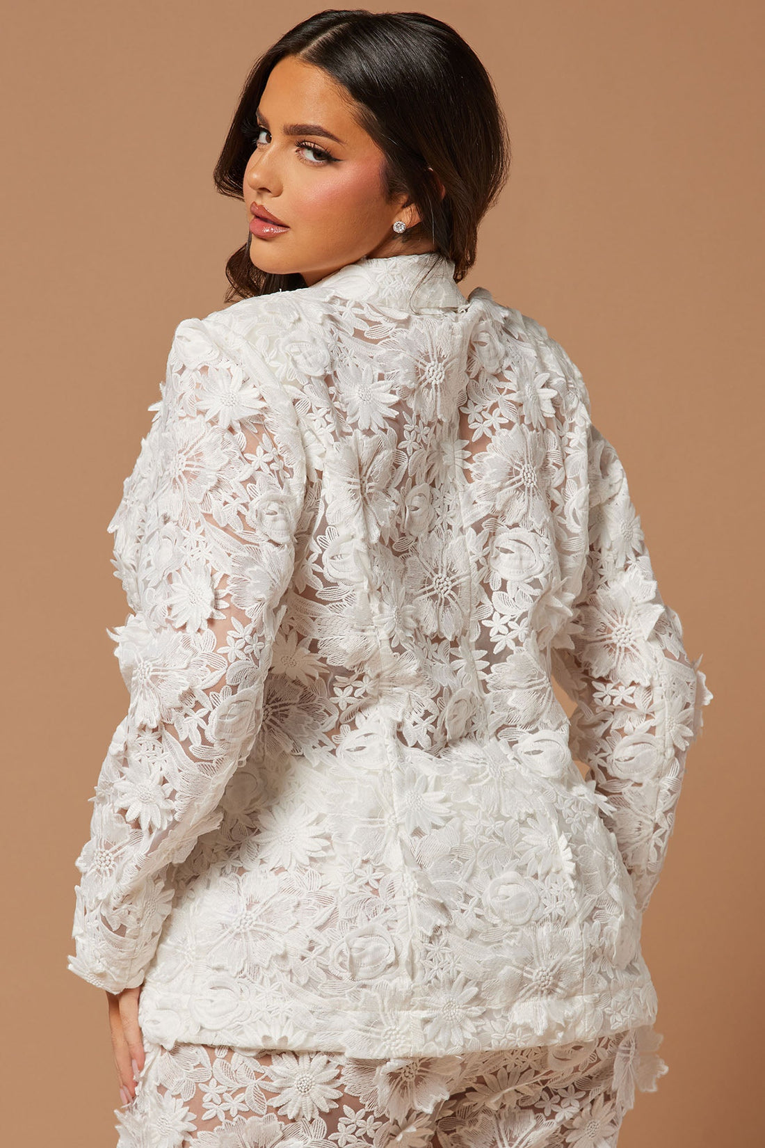 Denise Embroidered Blazer - White