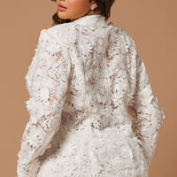 Denise Embroidered Blazer - White