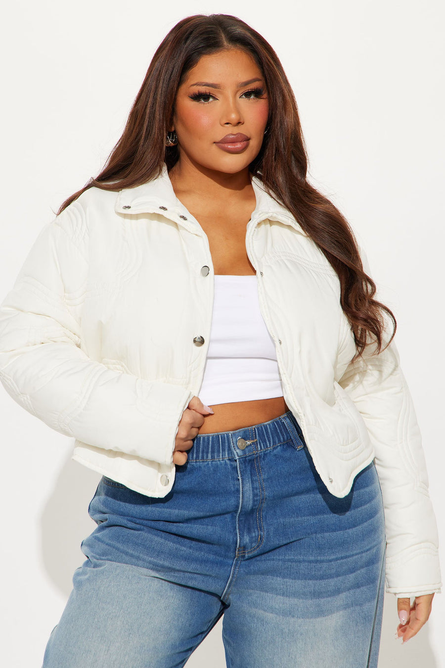 Sky High Light Weight Puffer Jacket - Cream