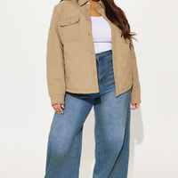 Abby Quilted Shirt Jacket - Tan
