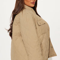 Abby Quilted Shirt Jacket - Tan