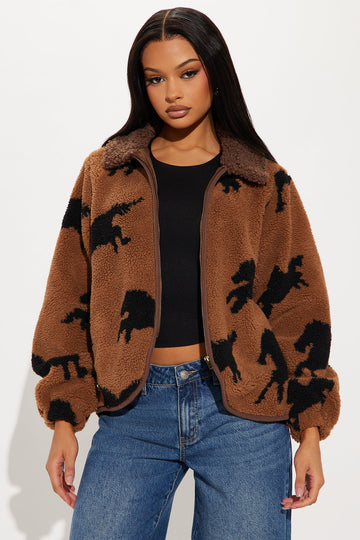 Running Wild Sherpa Jacket - Brown Combo