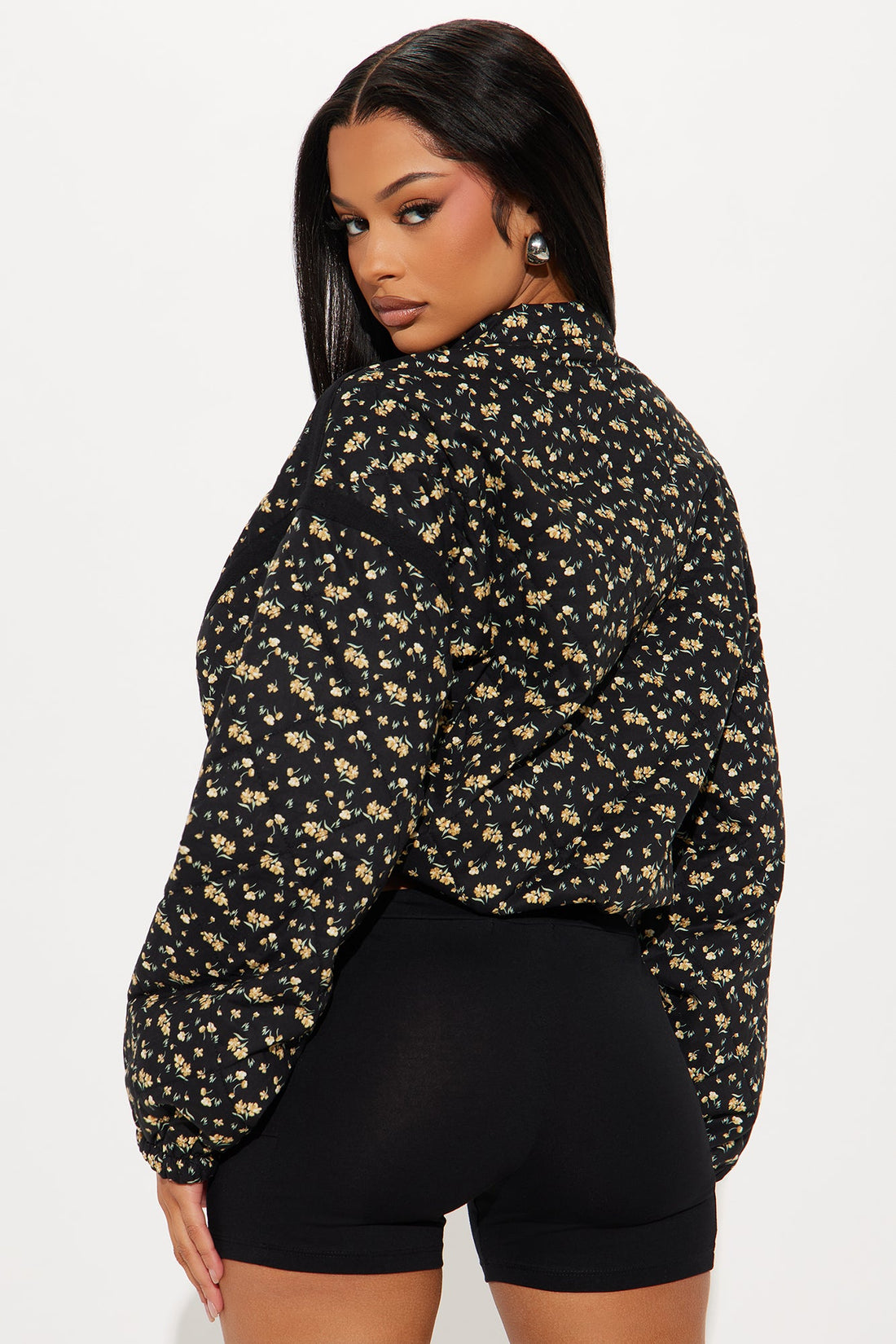 As Sweet As Ever Oversized Quilted Jacket - Black
