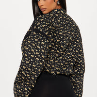 As Sweet As Ever Oversized Quilted Jacket - Black