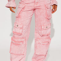 Billie Low Slung Cargo Jeans - Pink