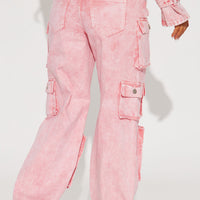 Billie Low Slung Cargo Jeans - Pink