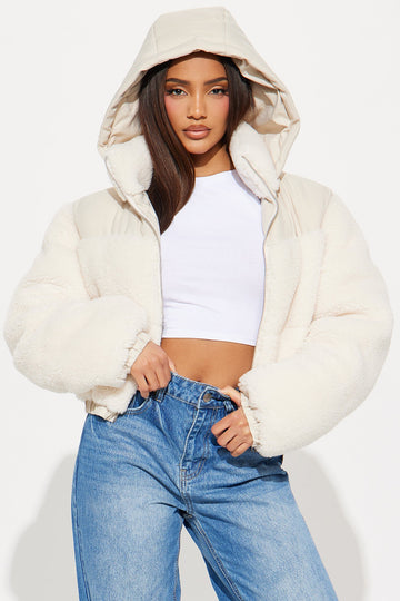 Up North Sherpa Puffer Jacket - Cream