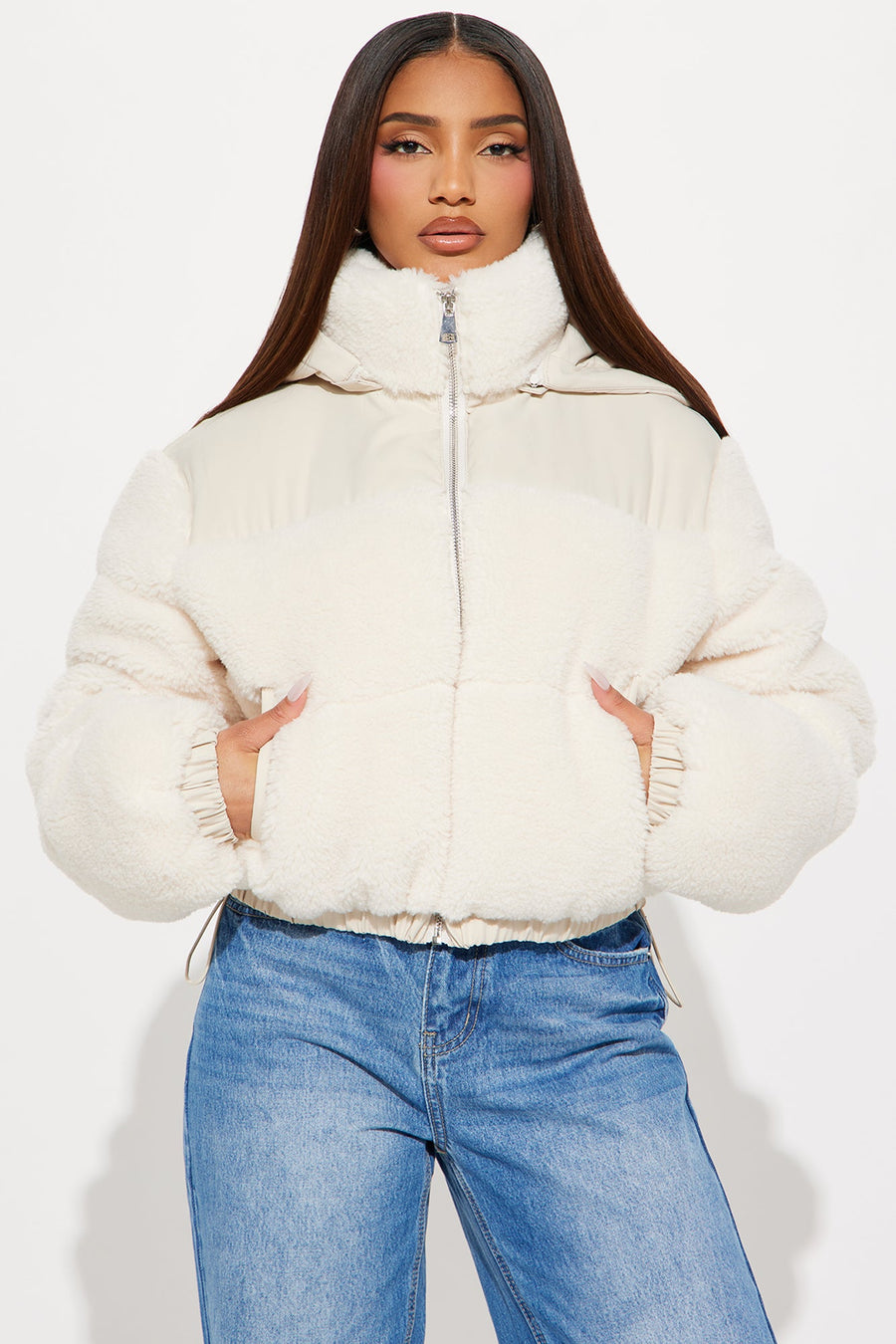 Up North Sherpa Puffer Jacket - Cream