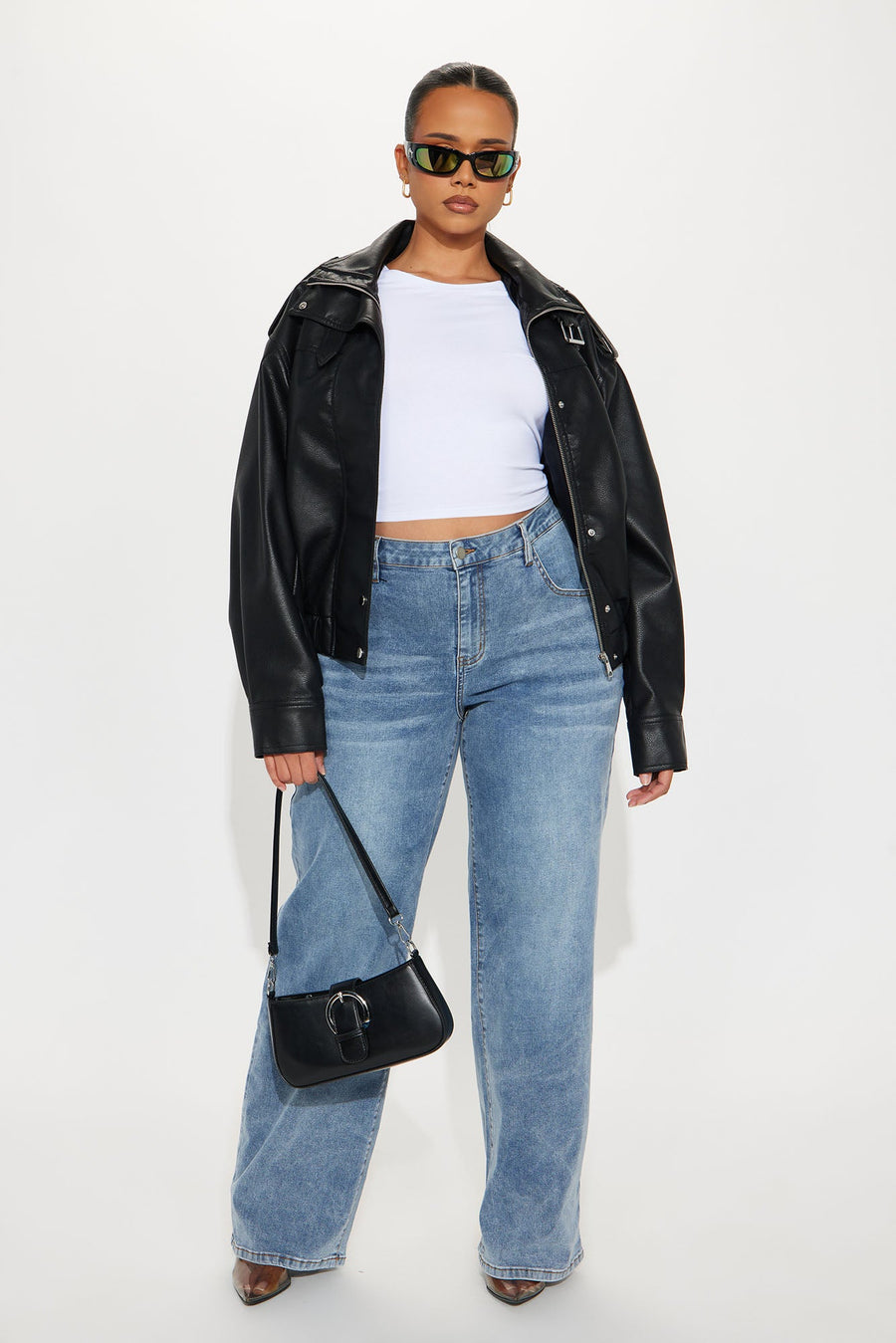 Don't Be Jaded Faux Leather Oversized Jacket - Black