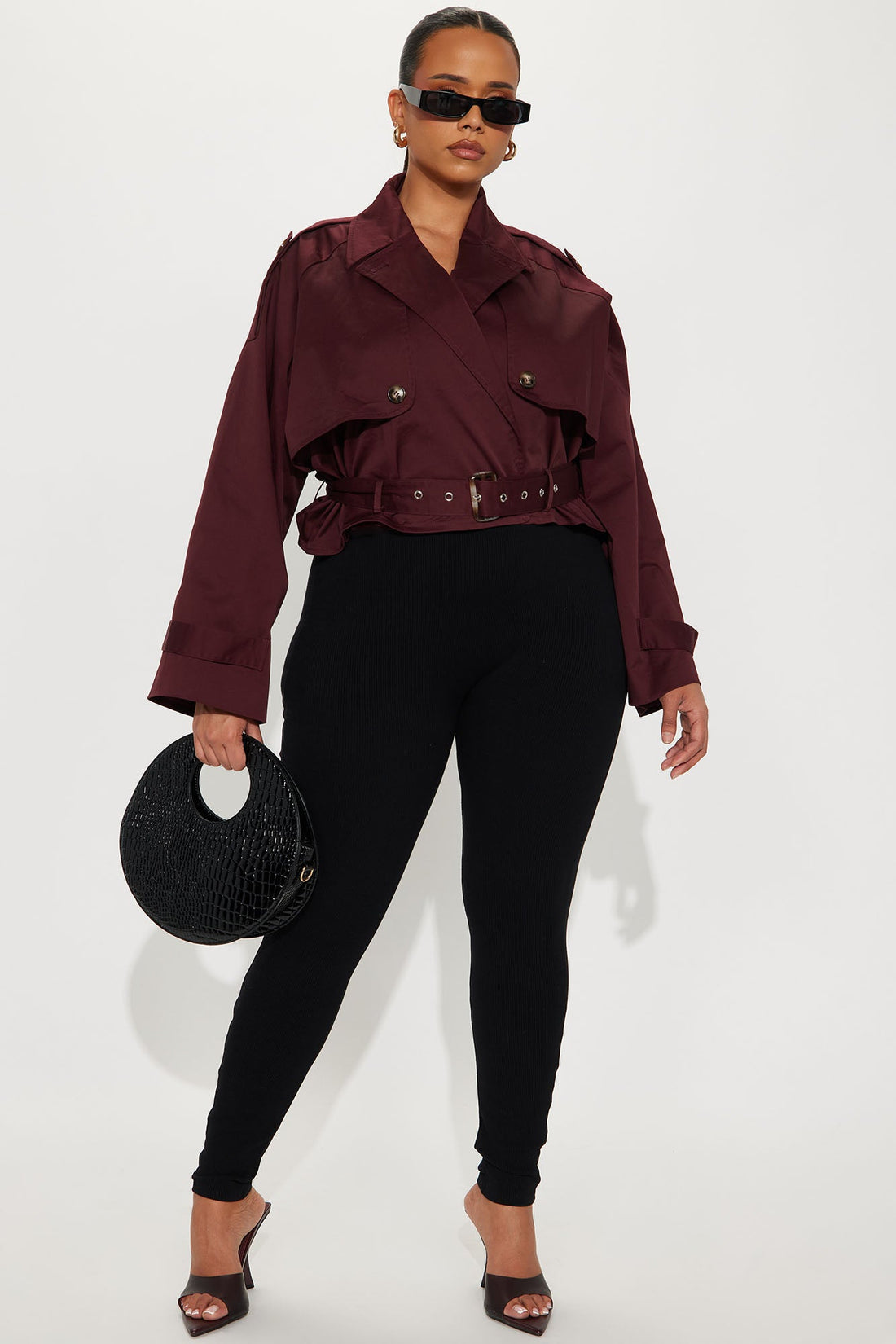 Leona Cropped Trench - Wine