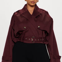 Leona Cropped Trench - Wine