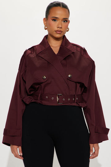 Leona Cropped Trench - Wine