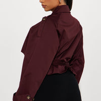 Leona Cropped Trench - Wine