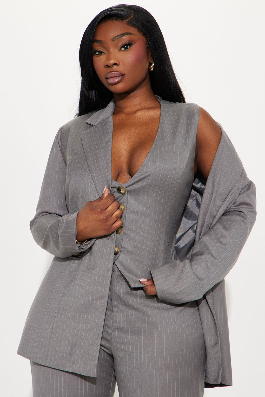 Lesson Learnt 2 Piece Blazer - Charcoal