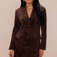 Serena Suede Trench Coat - Brown