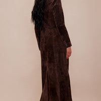 Serena Suede Trench Coat - Brown