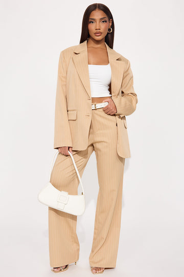 Kelsey Pinstripe Blazer - Tan