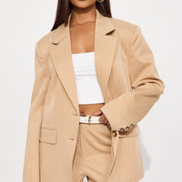 Kelsey Pinstripe Blazer - Tan