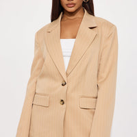 Kelsey Pinstripe Blazer - Tan