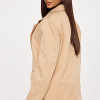 Kelsey Pinstripe Blazer - Tan
