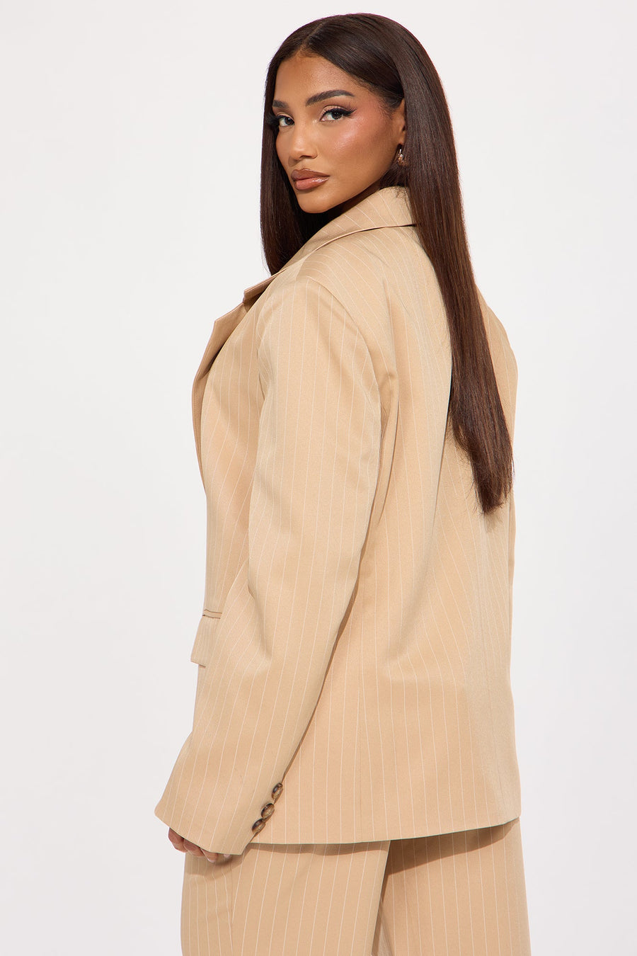 Kelsey Pinstripe Blazer - Tan