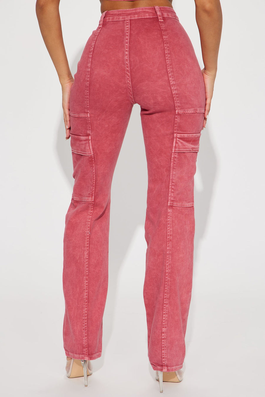 Step To It Stretch Utility Jeans - Red