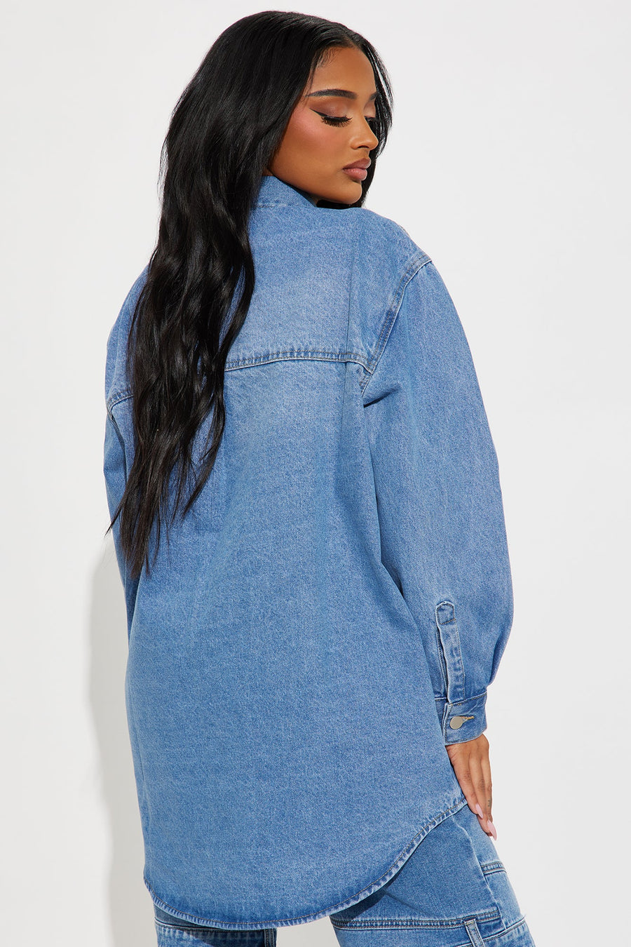 Kinsley Oversized Denim Shacket - Medium Wash