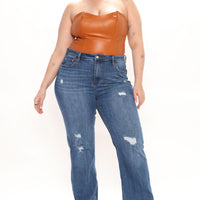 Tall Road Tripper Ripped Stretch Flare Jeans - Dark Wash